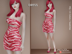 Sims 4 — Printed Open Front Dress by pizazz — www.patreon.com/pizazz A stylish and playful mini dress, that is both
