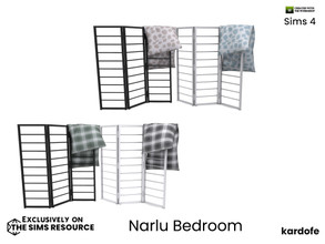 Sims 4 — kardofe_Narlu Bedroom_Screen by kardofe — Metal screen, industrial style, with quilt on it, in four colour