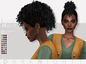 Sims 4 — Luciana Hairstyle by DarkNighTt — Luciana Hairstyle is a curly, medium, updo hairstyle. 30 colors (20 Base