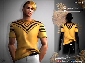 Sims 4 — Simple Tee by Mazero5 — Regular size shirt with leather like line design 20 Swatches to choose from Masculine