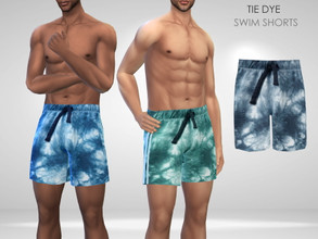 Sims 4 — Tie Dye Swim Shorts by Puresim — Swimwear shorts for men in 3 swatches.
