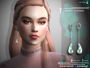 Sims 4 — Teardrop Earrings by Mazero5 — Simplistic shape of tears like earrings 8 Swatches to choose from Feminine All