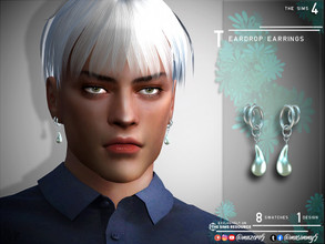 Sims 4 — Teardrop Earrings by Mazero5 — Teardrop shape earrings with circular one on its side 8 Swatches to choose from