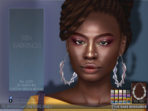 Sims 4 — Rin Earrings by PlayersWonderland — Big, statement hoop earrings with a twist! Coming in 20 swatches. Custom