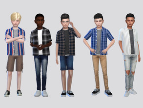 Sims 4 — Kiko Button Shirt Boys by McLayneSims — TSR EXCLUSIVE Standalone item 10 Swatches MESH by Me NO RECOLORING