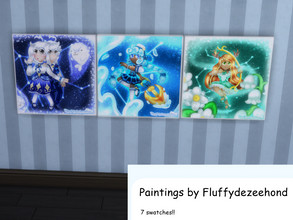 Sims 4 — My friend's Floepy art in the sims!! by fenixtheretexurenoob — Paintings made by Fluffydezeehond on Twitter. All