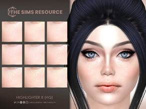 Sims 4 — Highlighter 8 (HQ) by Caroll912 — A 9-swatch soft, glittery highlighter in pastel shades of rainbow and white.