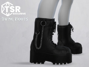 Sims 4 — Swing Boots by RoyIMVU — High Platform Gothic boots with swinging side chain. 