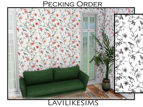 Sims 4 — Pecking Order by lavilikesims — A wall full of trees and birds includes skirting board