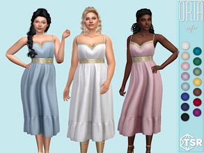 Sims 4 — Oria Dress by Sifix2 — A gold belted dress. Comes in 15 colors for teen, young adult and adult sims. Thank you