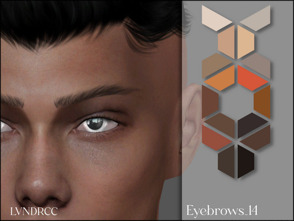 Sims 4 — Eyebrows_14 by LVNDRCC — Thick, long eyebrows in cold and warm shades of blond, dirty blond, red, grey, brown