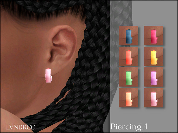 Sims 4 — Piercing_4 by LVNDRCC — Single plastic ear hugger with synthetic finish in neon and pastel shades of pink, blue,