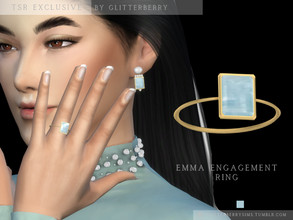 Sims 4 — Emma Engagement Ring by Glitterberryfly — A blue engagement ring in an emerald cut