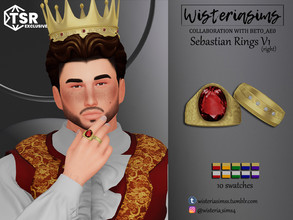 Sims 4 — Sebastian Rings V1 (right) by WisteriaSims — Collaboration with Beto_ae0 **To have the complete outfit check out