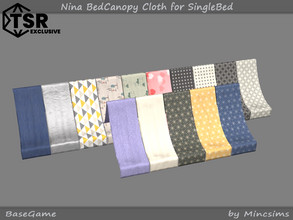 Sims 4 — Nina BedCanopy Cloth for SingleBed by Mincsims — Basegame compatible 15 swatches