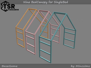 Sims 4 — Nina BedCanopy for SingleBed by Mincsims — Basegame compatible 10 swatches