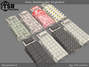 Sims 4 — Nina Bedding for SingleBed by Mincsims — Basegame compatible 8 swatches Fully Animated.