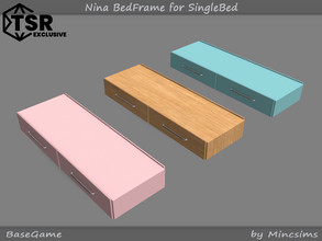 Sims 4 — Nina BedFrame for SingleBed by Mincsims — Basegame compatible 10 swatches