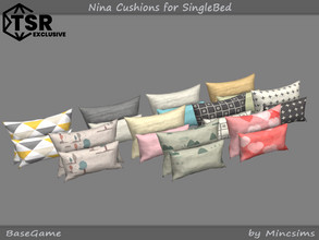 Sims 4 — Nina Cushions for SingleBed by Mincsims — Basegame compatible 10 swatches