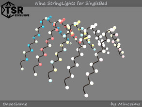 Sims 4 — Nina StringLights for SingleBed by Mincsims — Basegame compatible 5 swatches