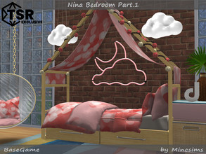 Sims 4 — Nina Bedroom Part.1 by Mincsims — This set includes 10 packages. The canopy set is suitable for this single bed
