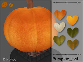 Sims 4 — Pumpkin_hat by LVNDRCC — Spooky pumpkin hat in various shades of orange, white and green, perfect for haloween