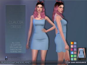 Sims 4 — Claudia Dress by PlayersWonderland — A cute, simple looking short dress for your Sims! Coming in 12 Swatches