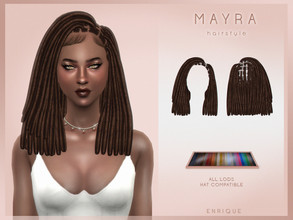 Sims 4 — Mayra Hairstyle by Enriques4 — New Mesh 24 Swatches Include Shadow Map All Lods Base Game Compatible Teen to