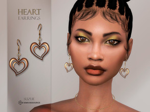 Sims 4 — Heart Earrings by Suzue — -New Mesh (Suzue) -8 Swatches -For Female -HQ Compatible