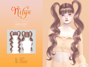 Sims 4 — MELODY HAIR - NEW MESH  by Nilyn — Mesh by Nilyn 30 Swatches All LOD Compatible HQ Compatible HAT Compatible