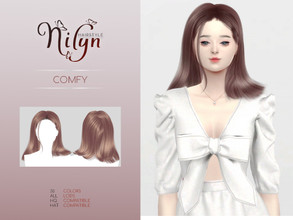 Sims 4 — COMFY HAIR - NEW MESH  by Nilyn — Mesh by Nilyn 30 Swatches All LOD Compatible HQ Compatible HAT Compatible