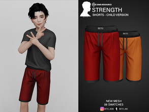 Sims 4 — Strength (Shorts - Child Version) by Beto_ae0 — Sports pants for children, Enjoy them - 08 colors - New Mesh -