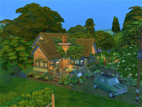 Sims 4 — Cozy cottage no cc by sgK452 — Ideal for a couple, swimming pool, vegetable garden, terrace, campfire, games,