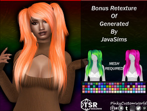 Sims 4 — Bonus Retexture of Generated hair by JavaSims by PinkyCustomWorld — Alternative styled long alpha hairstyle with