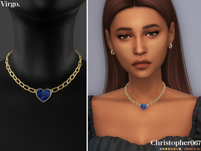 Sims 4 — Virgo Necklace by christopher0672 — This is a edgy chunky chain statement necklace with a swirled blue enamel