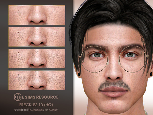 Sims 4 — Freckles 10 (HQ) by Caroll912 — A 4-swatch dense and soft face freckles. Freckles are suited for all ages and