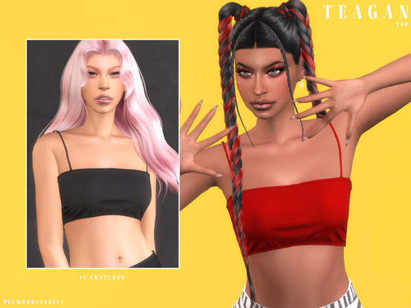 Sims 4 — TEAGAN | top by ali1 — Simple Crop Top New Mesh HQ Texture Female | Teen - Elders Hot Weather Enabled 14