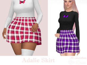Sims 4 — Adalie Skirt by Dissia — Short high waist pleated plaid skirt :) Available in 20 swatches