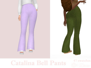 Sims 4 — Catalina Bell Pants by Dissia — High waist ribbed velvet bell pants ;) Available in 47 swatches