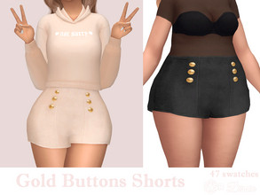 Sims 4 — Gold Buttons Shorts by Dissia — High waust shorts with gold buttons ;) Available in 47 swatches