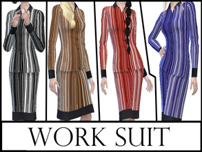 Sims 4 — Work Outfit by Psychachu — A simple, snazzy, striped work outfit - perfect for both retail and the office!
