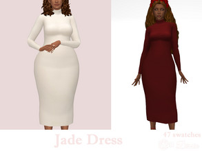 Sims 4 — Jade Dress by Dissia — Long sleeves calf length turtleneck tube dress :) Available in 47 swatches