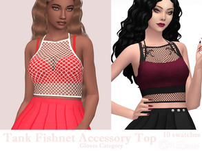 Sims 4 — Tank Fishnet Accessory Top by Dissia — Accessory tank fishnet short top in white or black color. Five different
