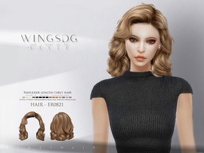 Sims 4 — Shoulder length curly hair ER0821 by wingssims — Colors:15 All lods Compatible hats Make sure the game is