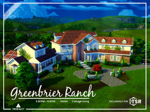 Sims 4 — Greenbrier Ranch | NO CC by ProbNutt — Poised on a 64x64 lot, this remarkable home blends the best of yesterday