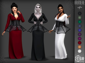 Sims 4 — Araneae Gown by Sifix2 — A fantasy gown with spiderweb details. Comes in 10 colors for teen, young adult and