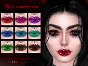 Sims 4 — Spiderweb Lip Gloss (HQ)  by Caroll912 — A 18-swatch lip gloss with a spider and cobweb in the shades of red,