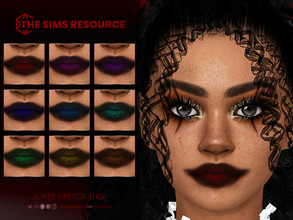 Sims 4 — Joker Lipstick (HQ) by Caroll912 — A 9-swatch smudged matte lipstick inspired by evil clown in dark rainbow