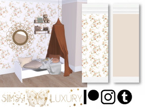 Sims 4 — Floral Vintage Wallpaper by Sims4Luxury — 2 swatches of wallpapers, one with a vintage pattern and the other