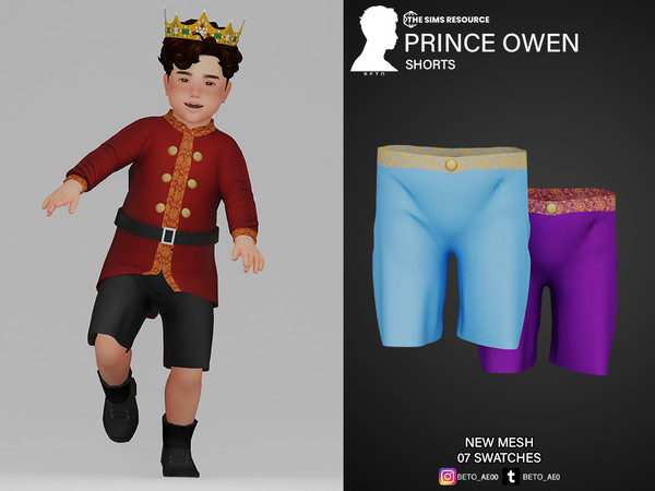 Sims 4 — Prince Owen (Shorts) by Beto_ae0 — Prince shorts for babies, Enjoy it - 07 colors - New Mesh - All Lods - All